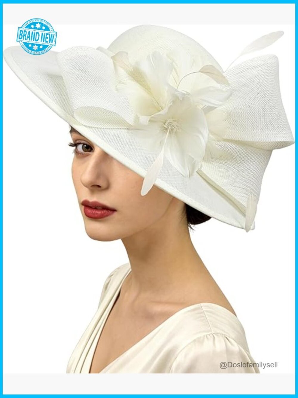 Vintage Linen Flower Fascinator Hat for Derby Church Wedding Cocktail Tea Party
